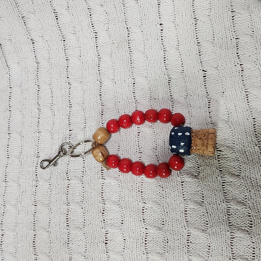 Handmade Patriotic Toadstool Keychain / Bag Charm